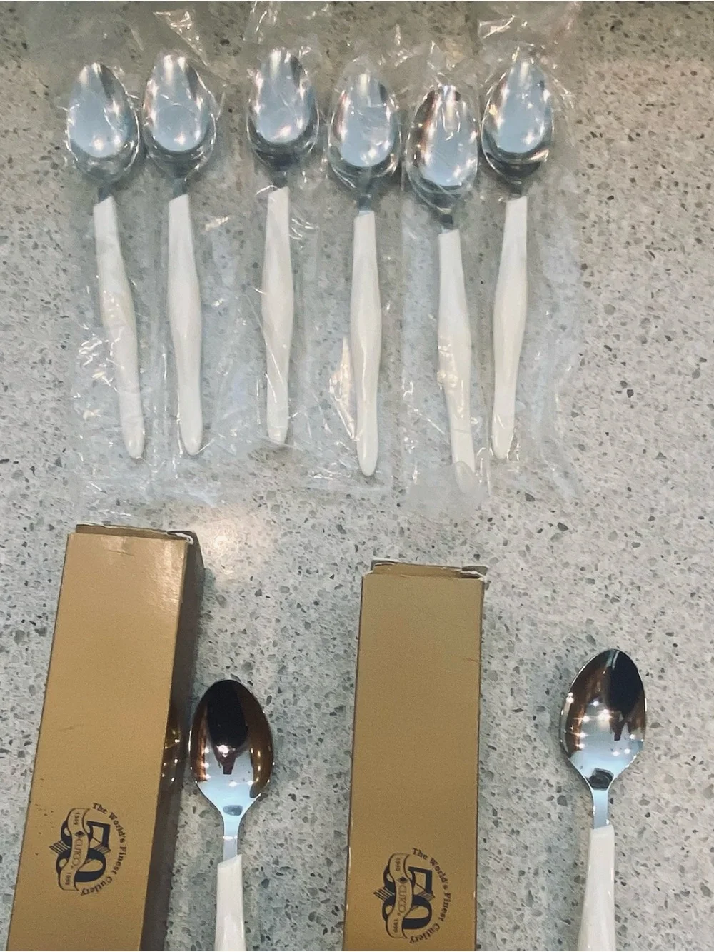 8 dinner forks, 4 salad forks, 8 soup spoons, and 4 tablespoons.